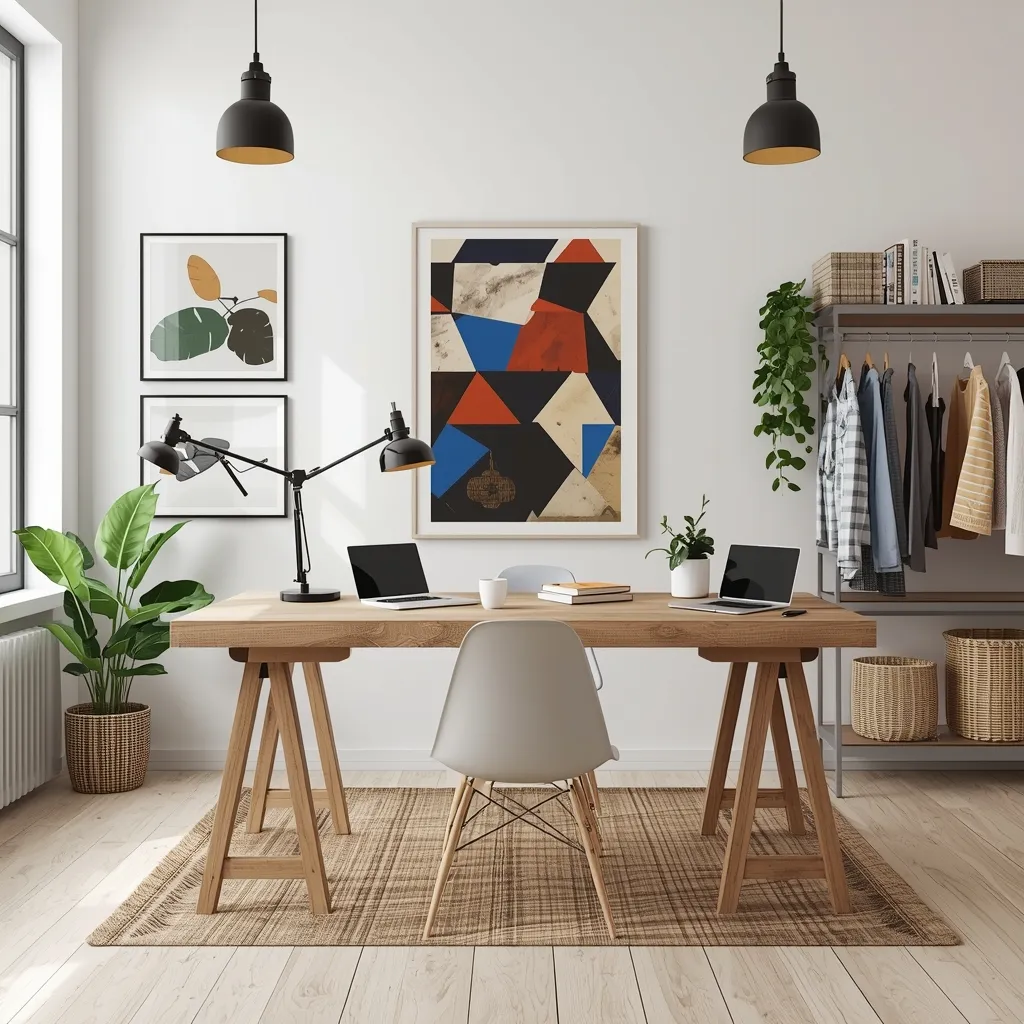 Tekstiltrykk studio med fargeprøver og designverktøy